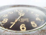 Vintage WW2 Chelsea Mark I Deck Clock Brass Nickel Plated US Navy Black Face