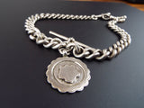 Antique English Sterling Silver Double Albert Watch Chain 14"