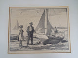 Vintage Signed Gordon Grant (1875-1962) Namesake Lithograph Sailing Boat Nancy