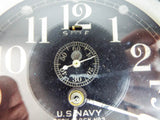 Vintage WW2 Seth Thomas No 2 Deck Clock Brass 1940s US Navy WWII USN Black Face