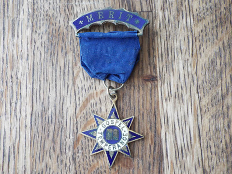 1920s Antique Religious Gospel Temperance Star Enamel Medal