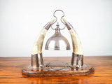 Antique 1880s Victorian Dinner Bell Cow Horn Silver Plated Bell Old Table Gong