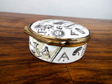 Antique 18th Century Masonic Enameled Circular Brass Rimmed Snuff Box British