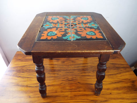 Antique Mission Style California Tiled Side Table Oak Side