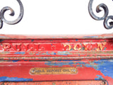 Vintage 40s Cast Iron US Mail Mailbox Red Blue Wall Mount Letterbox for Letters