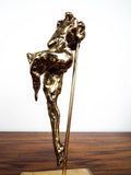 Vintage Abstract Art Mid Century Ballerina Sculpture Brass Dancer Statue Dancing