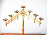 Antique Brass Menorah Adjustable Seven Arm Temple Candlestick Candle Holder