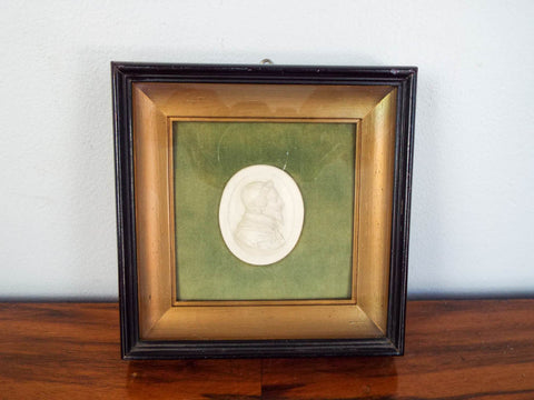 19th C Religious  Plaster Bust Shadow Box