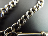 Antique English Sterling Silver Albert Watch Chain 13"