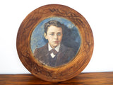 Antique Signed Oil on Wood Portrait Painting