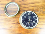 Vintage WW2 Seth Thomas No 2 Deck Clock Brass 1940s US Navy WWII USN Black Face