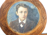 Antique Signed Oil on Wood Portrait Painting