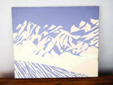 Mountain Abstract Art Ellin James 1970s Lilac Snowcapped Mountain California Art