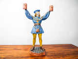 Vintage Metal Medieval Lord Sculpture Merry Man w Beer Tankards Figurine Statue
