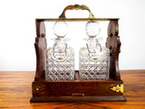 Antique Edwardian English Tantalus Crystal Decanter Liquor Silversmith Goldsmith