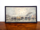 Vintage Signed Oil on Canvas Nautical Painting Seascape Boats Ships by V Benior