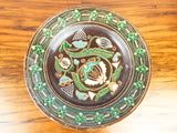 Antique Russian Arts & Crafts Majolica Charger Glazed Centerpiece Plate 1900s