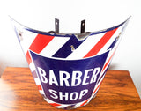 Vintage 1940s Advertising Enamel Barber Shop Corner Sign