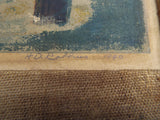 Vintage Signed Depression WPA Era Color Lithograph Image 1940 Storm H D Robbins