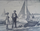 Vintage Signed Gordon Grant (1875-1962) Namesake Lithograph Sailing Boat Nancy