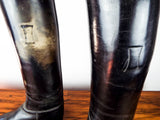 Antique Victorian English Leather Military Riding Boots W Original Wooden Trees