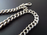 Antique English Sterling Silver Double Albert Watch Chain 12"