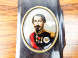 Antique 19th C Napoleon III Portrait Horn European Tobacco Snuff Box Miniature