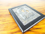 Vintage Greek Religious 950 Sterling Silver Painted Icon Byzantine Art Orthodox