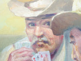 Signed Western Cowboy Oil on Canvas Painting ~ F Van Aken