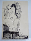 Vintage Original Signed Jose Clement Orozco Ink Painting Female Mexican Muralist