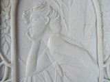 Antique Pair French Art Nouveau Alphonse Mucha Parian Plaques