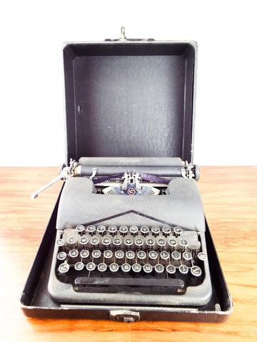 Vintage L C Smith & Corona Standard Floating Shift Typewriter Leather Case 1940s