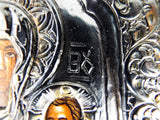 Vintage Greek Religious 950 Sterling Silver Painted Icon Byzantine Art Orthodox