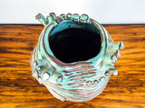 Vintage Green Ceramic Heart O The Sea Vase Sculpture American Studio Art Pottery