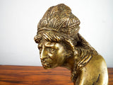 Antique 19th C Heavy Brass Sculpture ~ Native American Indian Head