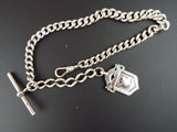 Antique English Sterling Silver Double Albert Watch Chain 12"