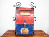 Vintage 40s Cast Iron US Mail Mailbox Red Blue Wall Mount Letterbox for Letters