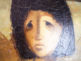 Vintage Original Oil On Canvas Framed Abstract Art Companion 1950s Bizarre Art