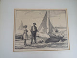 Vintage Signed Gordon Grant (1875-1962) Namesake Lithograph Sailing Boat Nancy