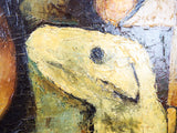 Vintage Original Oil On Canvas Framed Abstract Art Companion 1950s Bizarre Art